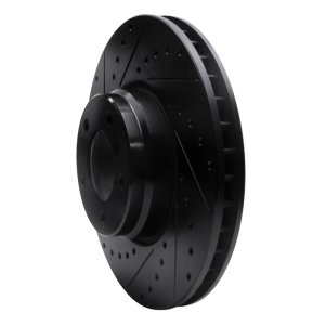 BMW 750IL Brake Rotor (1) - Front Left - R1 Concepts - Drilled & Slotted - Black - `95-`01